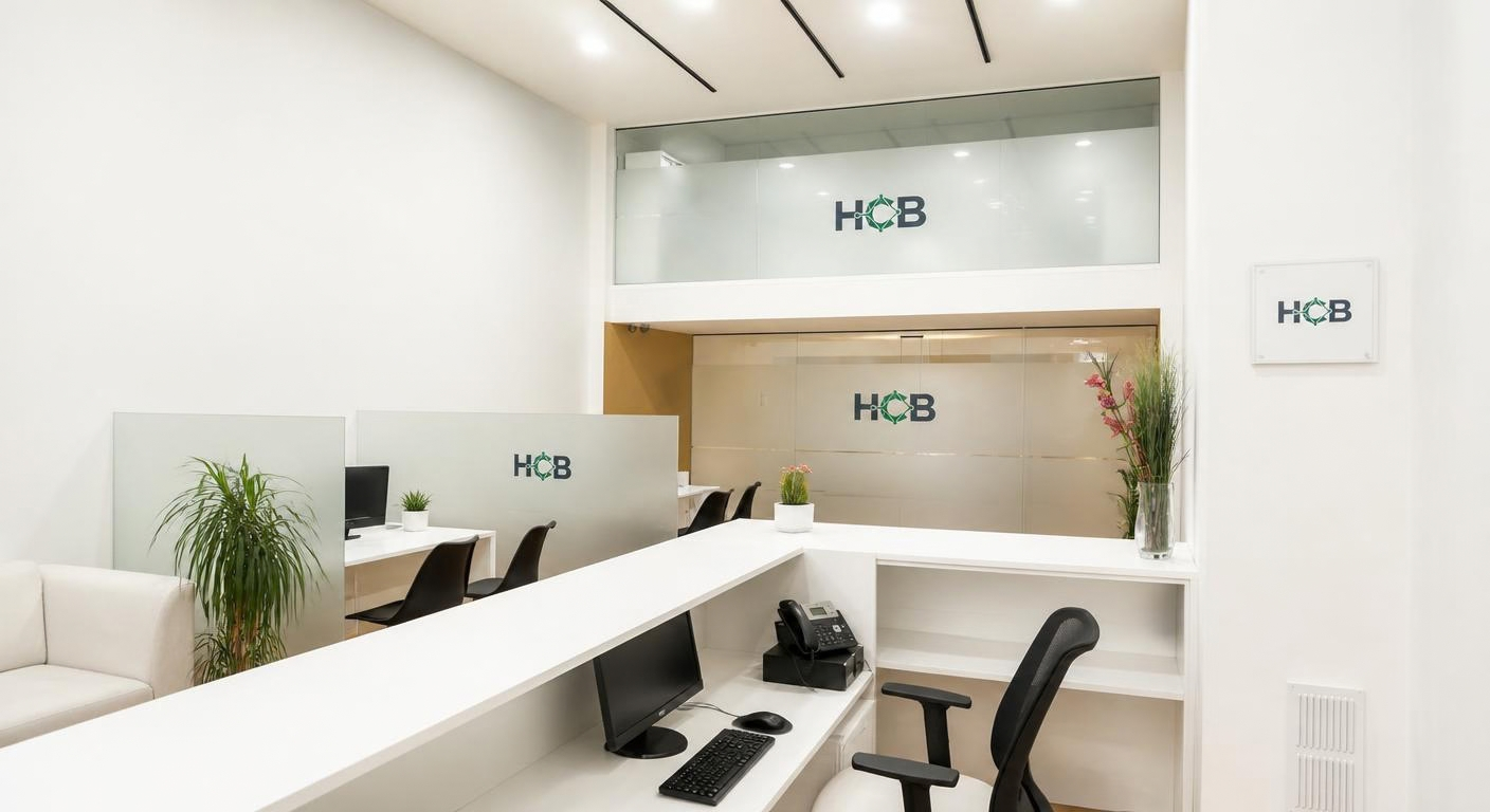 Receção e postos de trabalho do HCB